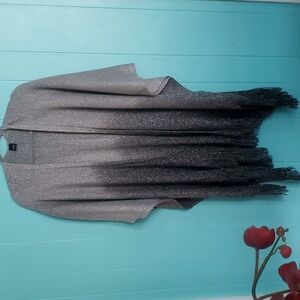Chic Metallic Gray Fringe Shawl